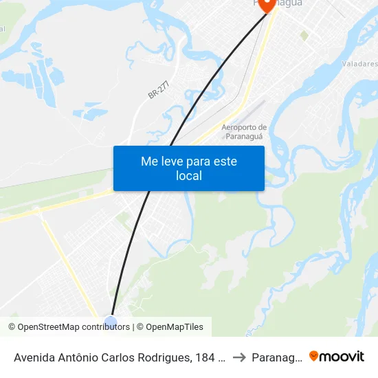Avenida Antônio Carlos Rodrigues, 184 (Ifpr) to Paranaguá map