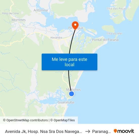 Avenida Jk, Hosp. Nsa Sra Dos Navegantes to Paranaguá map