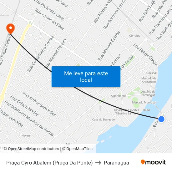 Praça Cyro Abalem (Praça Da Ponte) to Paranaguá map