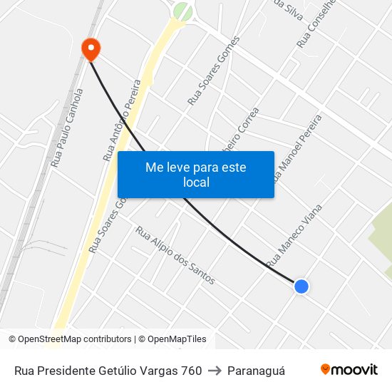 Rua Presidente Getúlio Vargas 760 to Paranaguá map