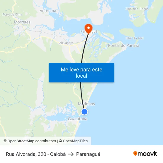 Rua Alvorada, 320 - Caiobá to Paranaguá map