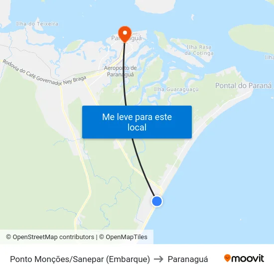 Ponto Monções/Sanepar (Embarque) to Paranaguá map