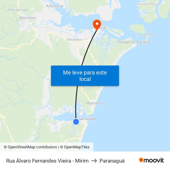 Rua Álvaro Fernandes Vieira - Mirim to Paranaguá map