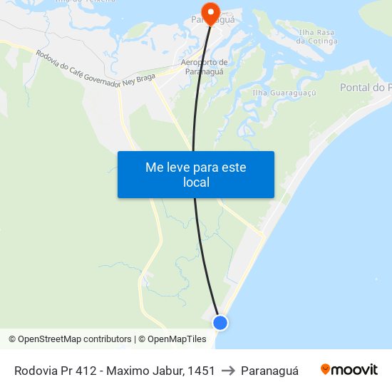 Rodovia Pr 412 - Maximo Jabur, 1451 to Paranaguá map