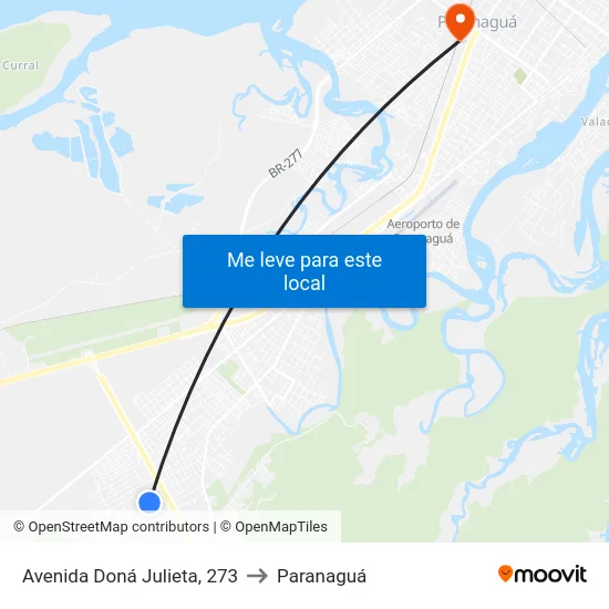 Avenida Doná Julieta, 273 to Paranaguá map
