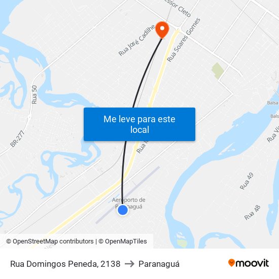 Rua Domingos Peneda, 2138 to Paranaguá map