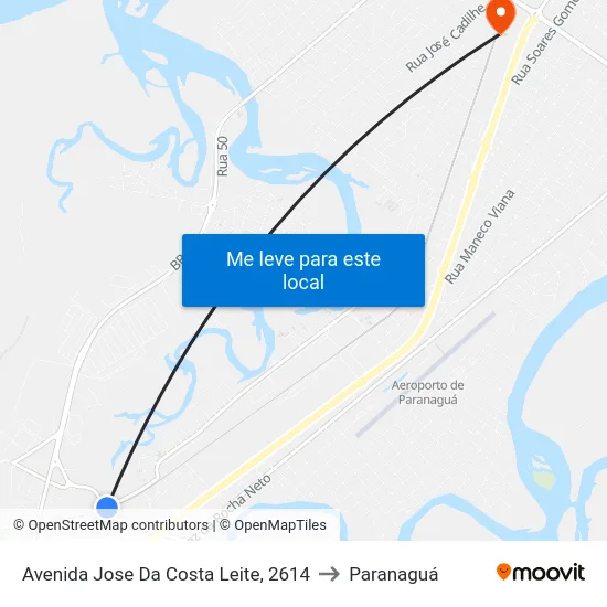 Avenida Jose Da Costa Leite, 2614 to Paranaguá map