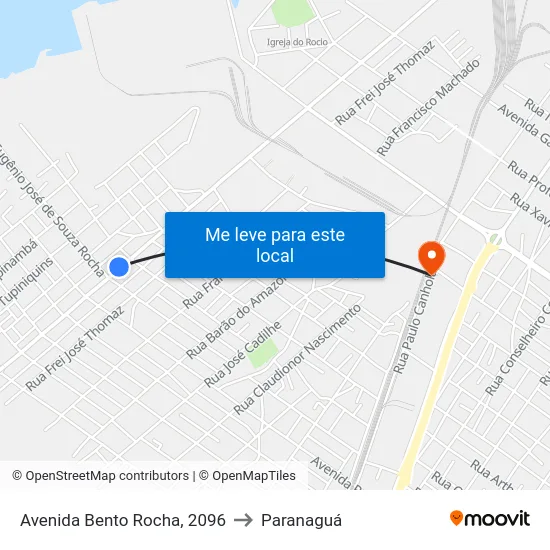 Avenida Bento Rocha, 2096 to Paranaguá map