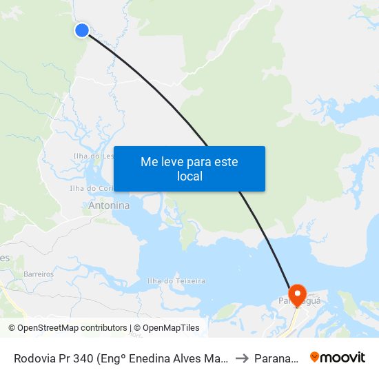 Rodovia Pr 340 (Engº Enedina Alves Marques) to Paranaguá map