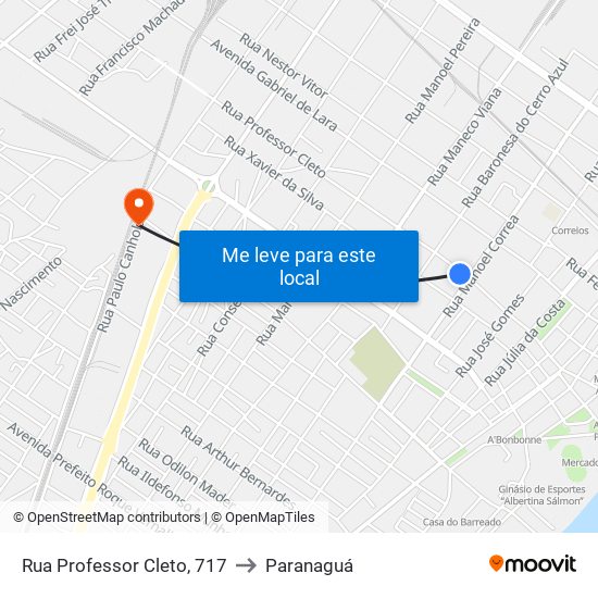 Rua Professor Cleto, 717 to Paranaguá map