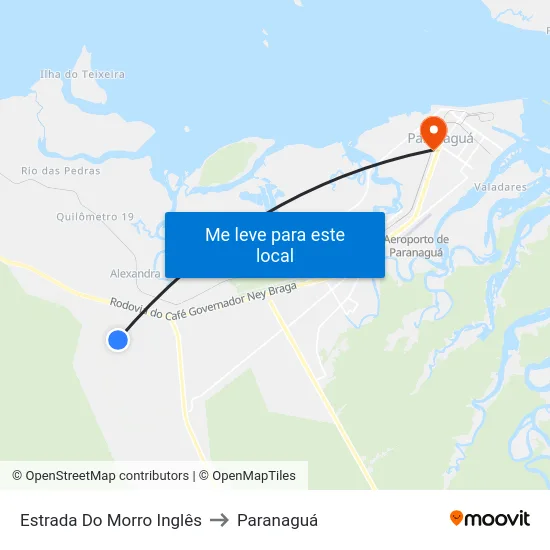 Estrada Do Morro Inglês to Paranaguá map
