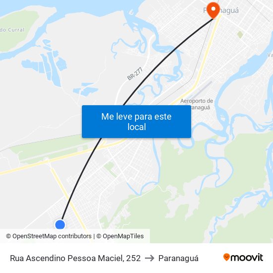 Rua Ascendino Pessoa Maciel, 252 to Paranaguá map