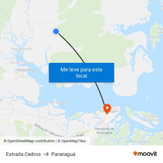 Estrada Cedros to Paranaguá map