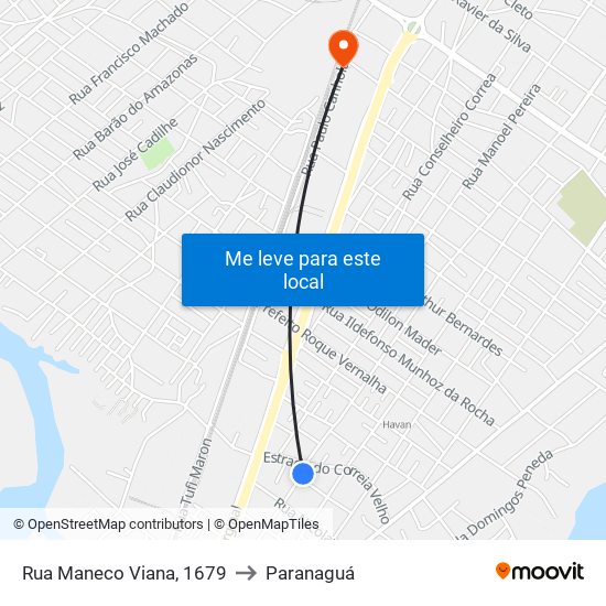 Rua Maneco Viana, 1679 to Paranaguá map