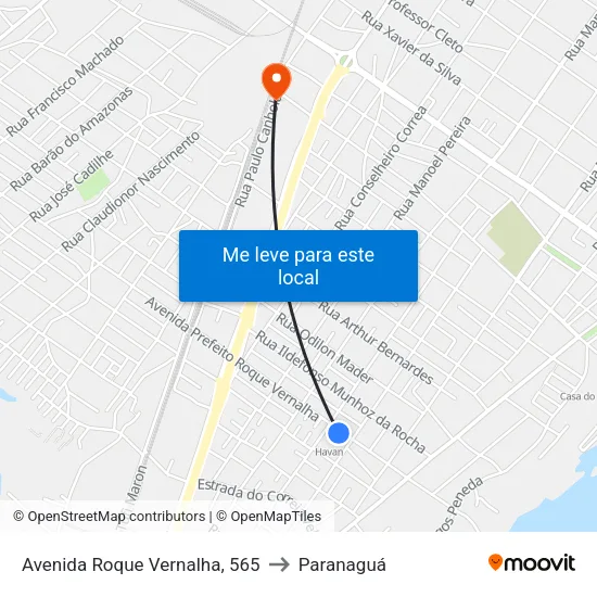 Avenida Roque Vernalha, 565 to Paranaguá map