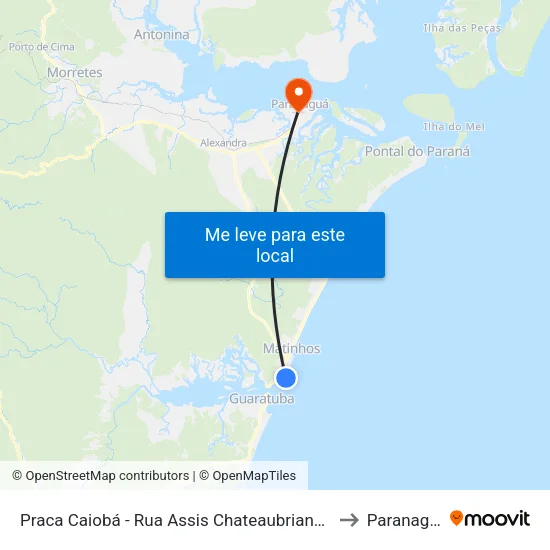 Praca Caiobá - Rua Assis Chateaubriand 120 to Paranaguá map
