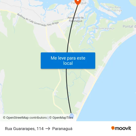 Rua Guararapes, 114 to Paranaguá map