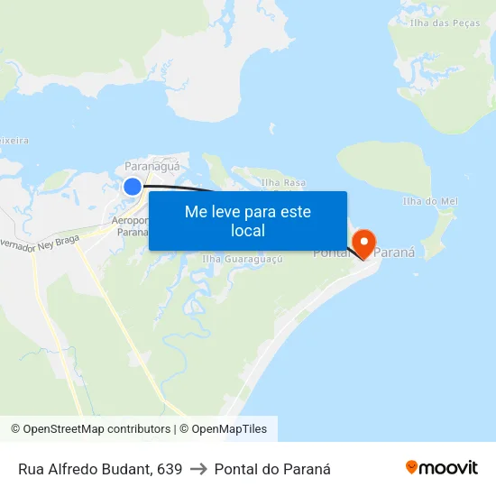 Rua Alfredo Budant, 639 to Pontal do Paraná map
