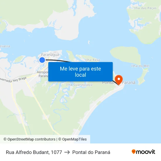 Rua Alfredo Budant, 1077 to Pontal do Paraná map