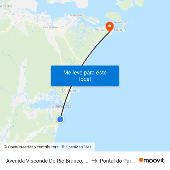 Avenida Visconde Do Rio Branco, 3998 to Pontal do Paraná map