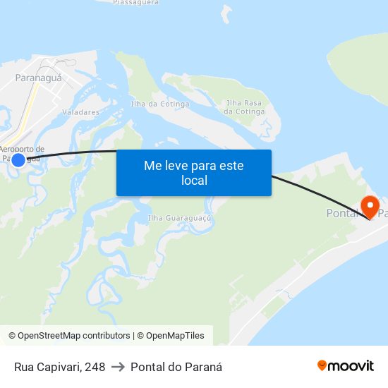Rua Capivari, 248 to Pontal do Paraná map