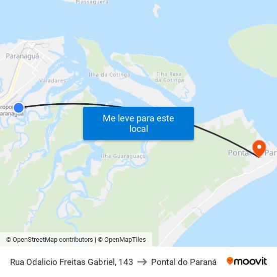 Rua Odalicio Freitas Gabriel, 143 to Pontal do Paraná map