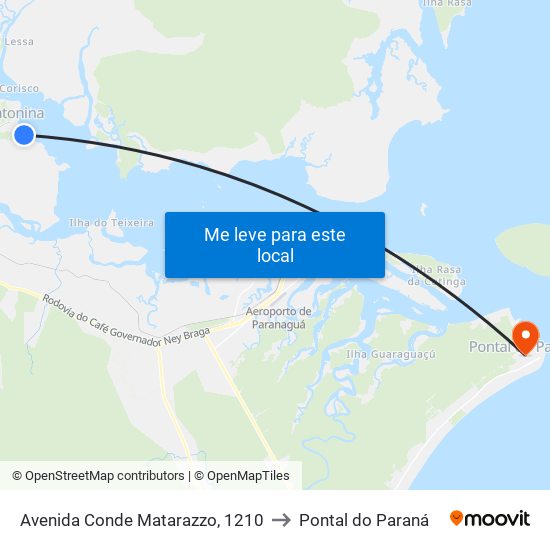 Avenida Conde Matarazzo, 1210 to Pontal do Paraná map