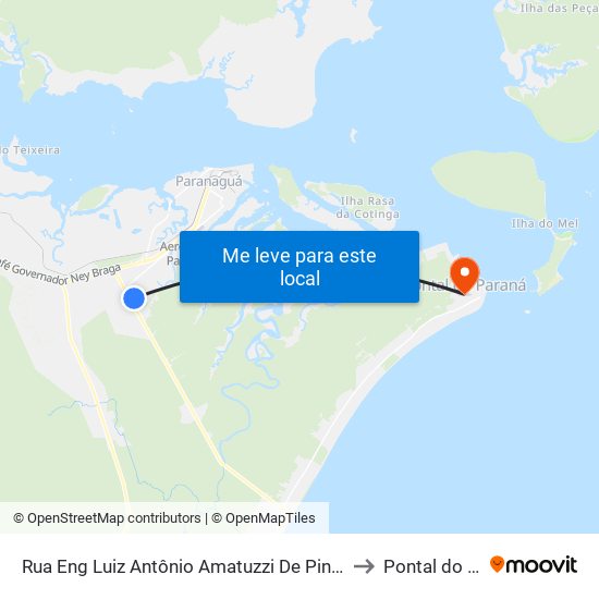 Rua Eng Luiz Antônio Amatuzzi De Pinho, 325 - Ouro Fino to Pontal do Paraná map