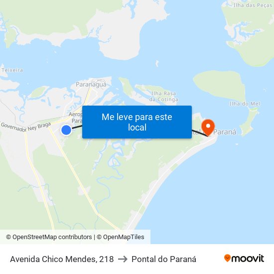 Avenida Chico Mendes, 218 to Pontal do Paraná map