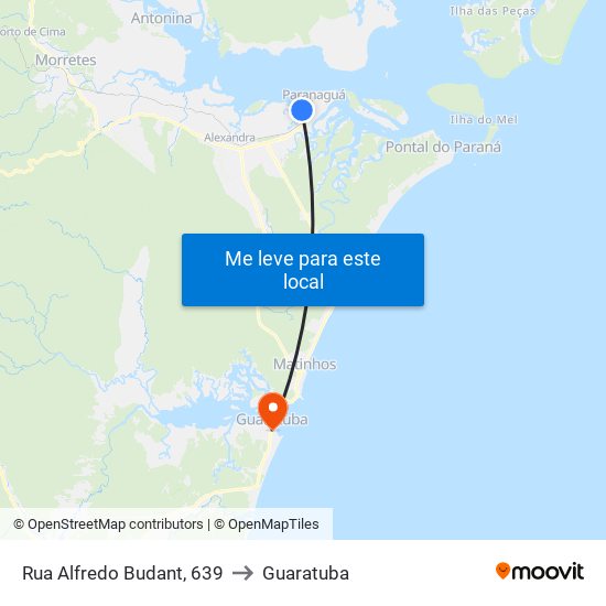 Rua Alfredo Budant, 639 to Guaratuba map