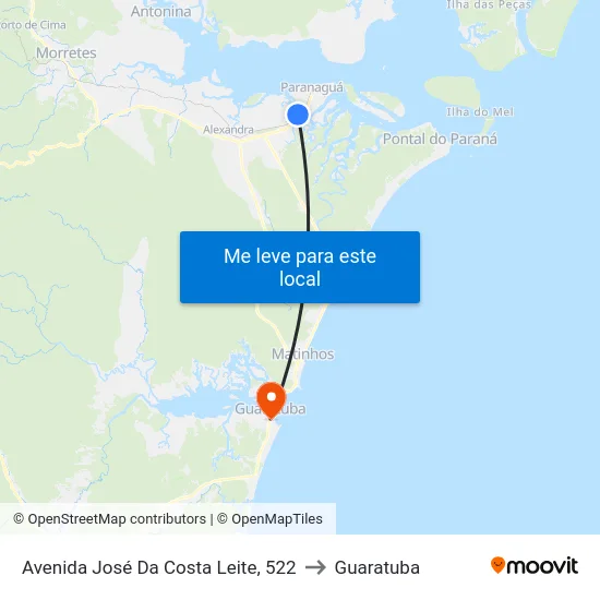 Avenida José Da Costa Leite, 522 to Guaratuba map