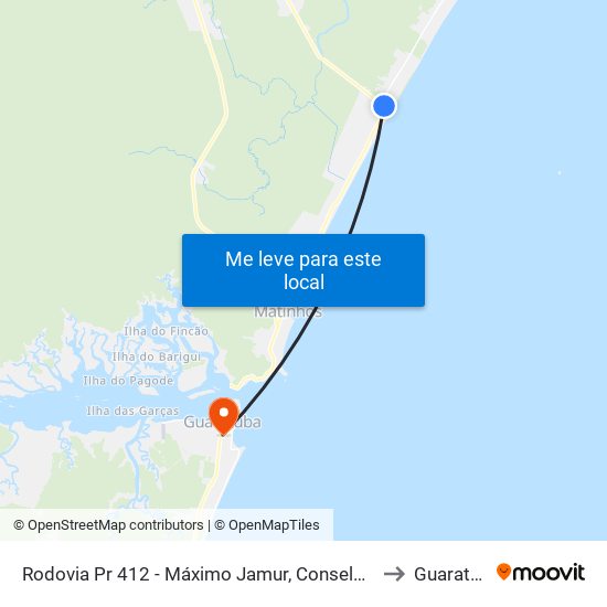 Rodovia Pr 412 - Máximo Jamur, Conselho Tutelar to Guaratuba map