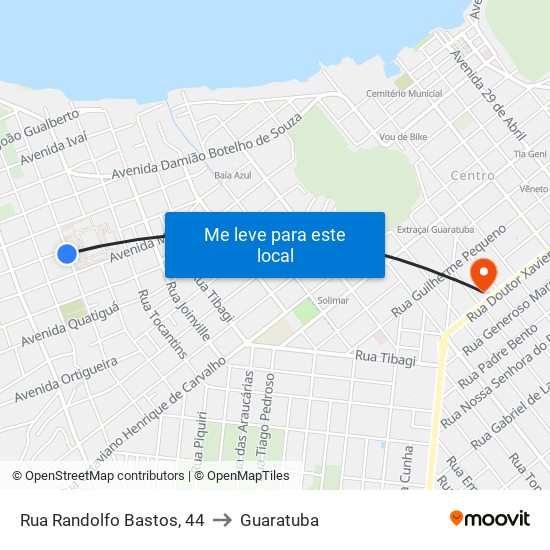 Rua Randolfo Bastos, 44 to Guaratuba map