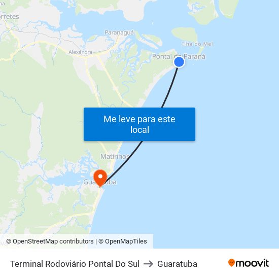 Terminal Rodoviário Pontal Do Sul to Guaratuba map