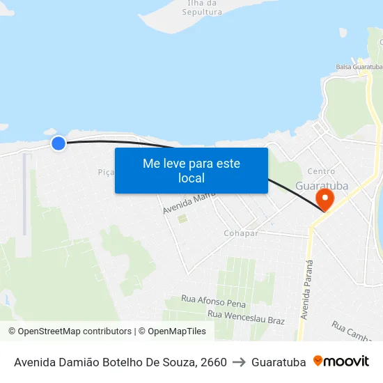 Avenida Damião Botelho De Souza, 2660 to Guaratuba map