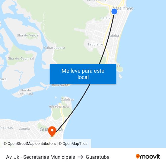 Av. Jk - Secretarias Municipais to Guaratuba map