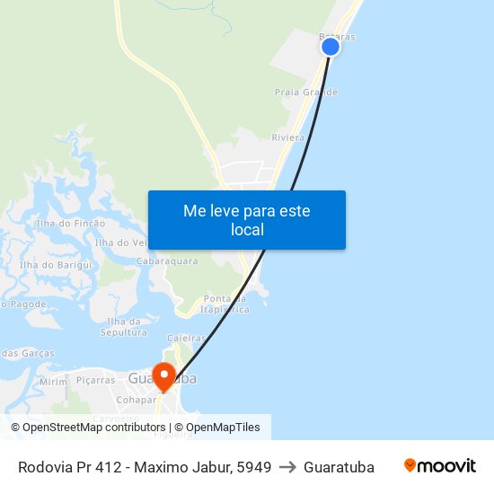 Rodovia Pr 412 - Maximo Jabur, 5949 to Guaratuba map