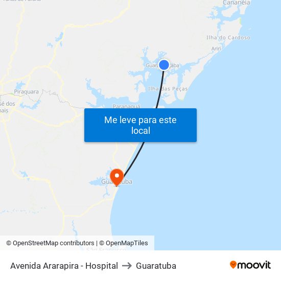 Avenida Ararapira - Hospital to Guaratuba map