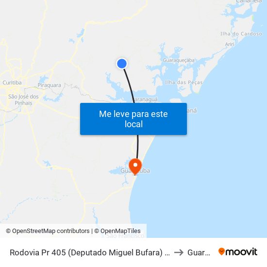 Rodovia Pr 405 (Deputado Miguel Bufara) - Entrada P/ Cedros to Guaratuba map