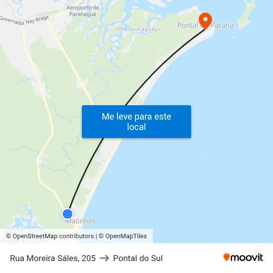 Rua Moreira Sáles, 205 to Pontal do Sul map