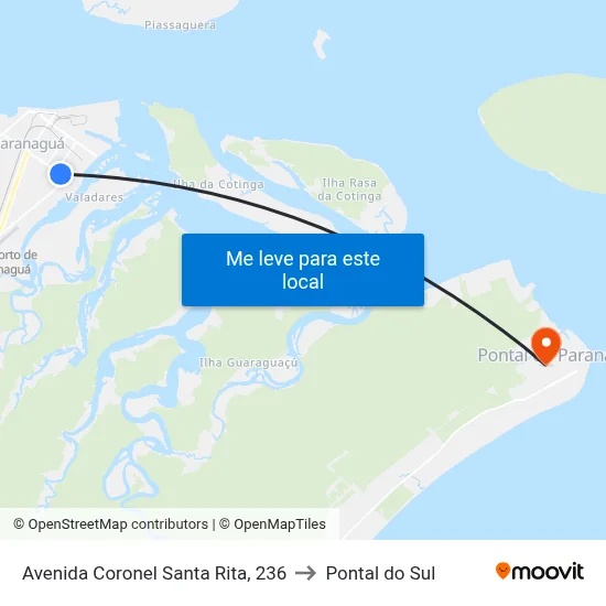 Avenida Coronel Santa Rita, 236 to Pontal do Sul map