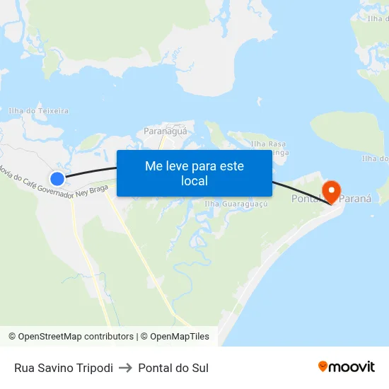 Rua Savino Tripodi to Pontal do Sul map