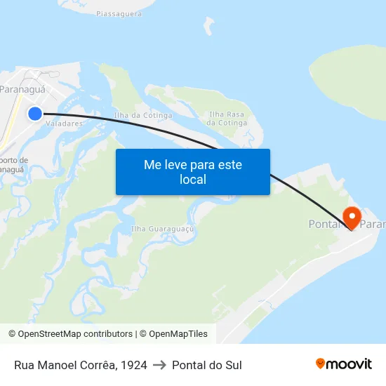 Rua Manoel Corrêa, 1924 to Pontal do Sul map