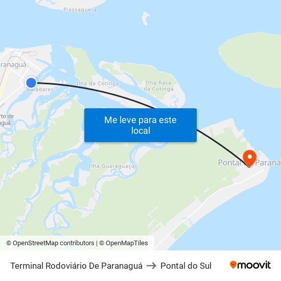 Terminal Rodoviário De Paranaguá to Pontal do Sul map