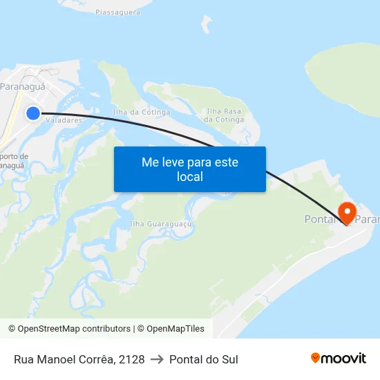 Rua Manoel Corrêa, 2128 to Pontal do Sul map