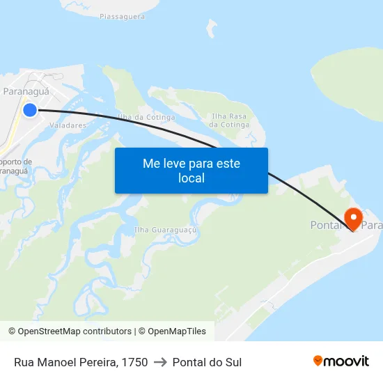 Rua Manoel Pereira, 1750 to Pontal do Sul map