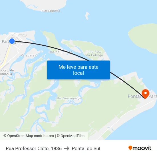 Rua Professor Cleto, 1836 to Pontal do Sul map