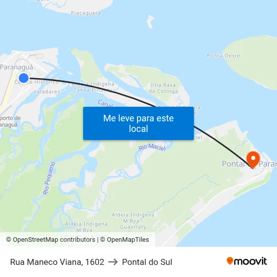 Rua Maneco Viana, 1602 to Pontal do Sul map