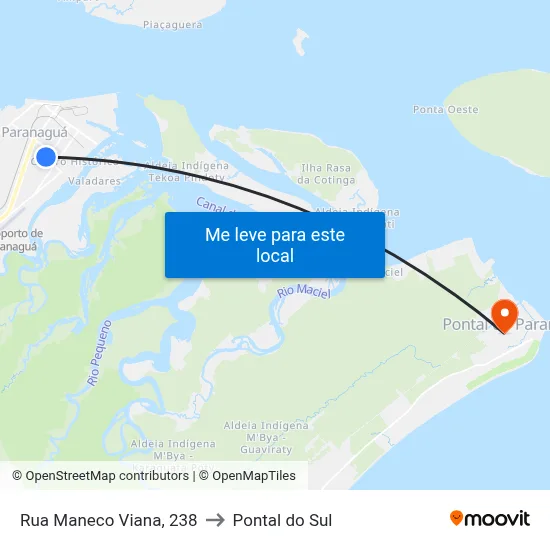 Rua Maneco Viana, 238 to Pontal do Sul map
