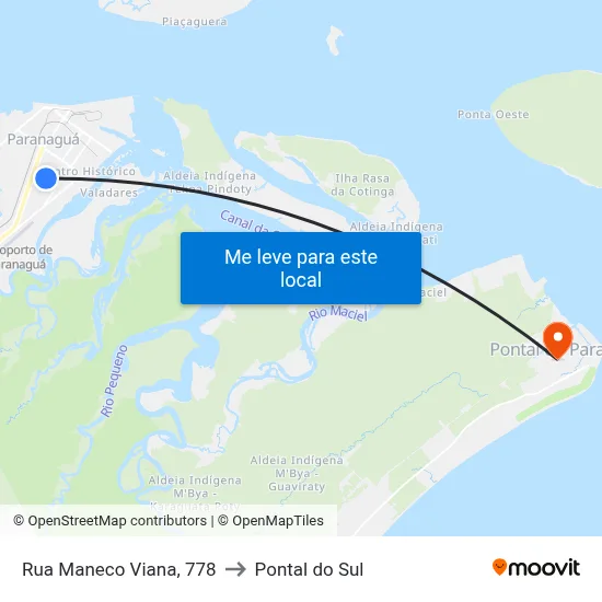 Rua Maneco Viana, 778 to Pontal do Sul map